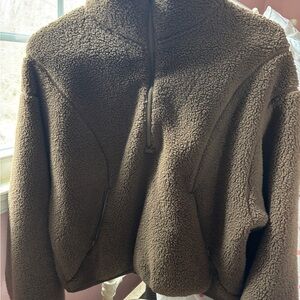 Z by Zella Half Zip Pullover Brown Sherpa Jacket Women’s Size S